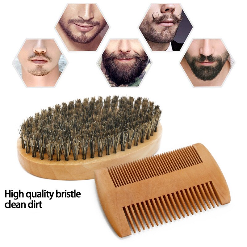 Soft Boar Mane Wood Beard Brush Barber Shave Brush