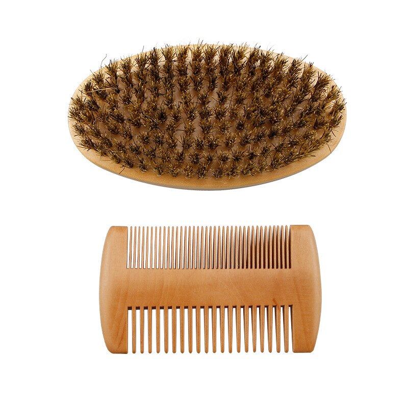 Soft Boar Mane Wood Beard Brush Barber Shave Brush