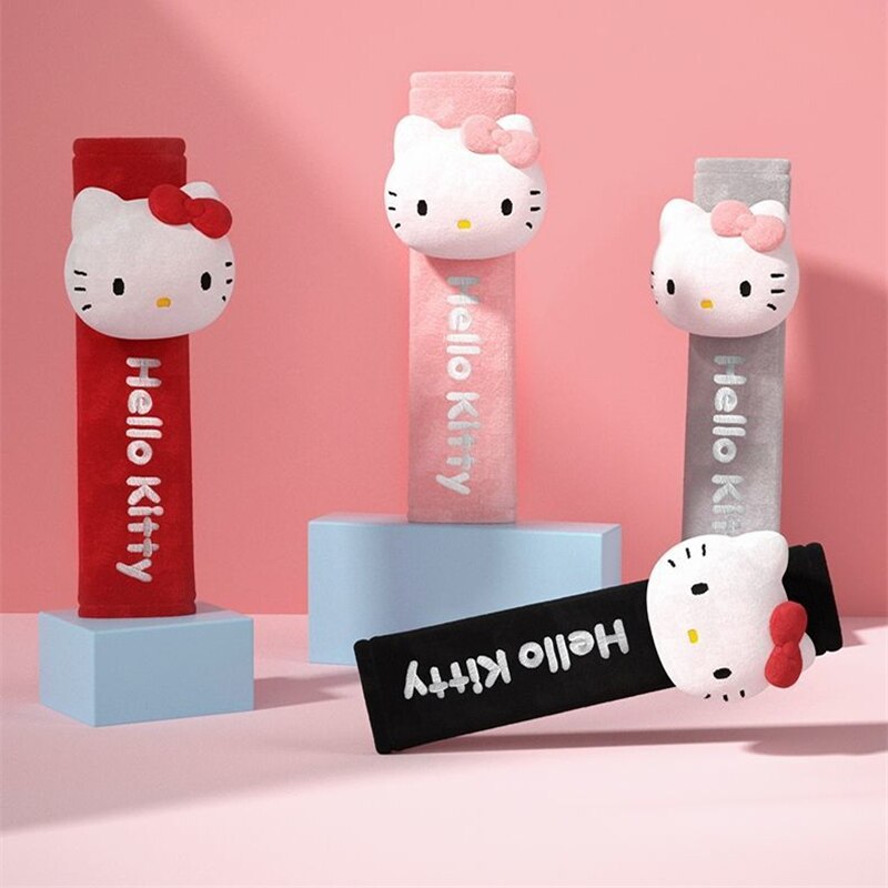 Sanrio Kawaii Hello Kitty Car Seat Belt Shoulder Cover Cartoon Car Safety Belt Universal Protective Cover Auto Accessories