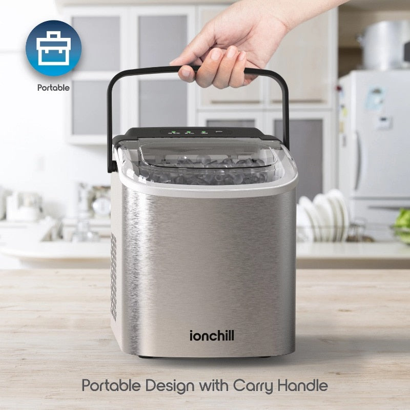 Ionchill Quick Cube Ice Machine, 26lbs/24hrs Portable Countertop Bullet Cubed Ice Maker