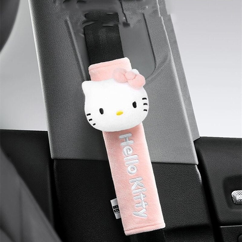 Sanrio Kawaii Hello Kitty Car Seat Belt Shoulder Cover Cartoon Car Safety Belt Universal Protective Cover Auto Accessories