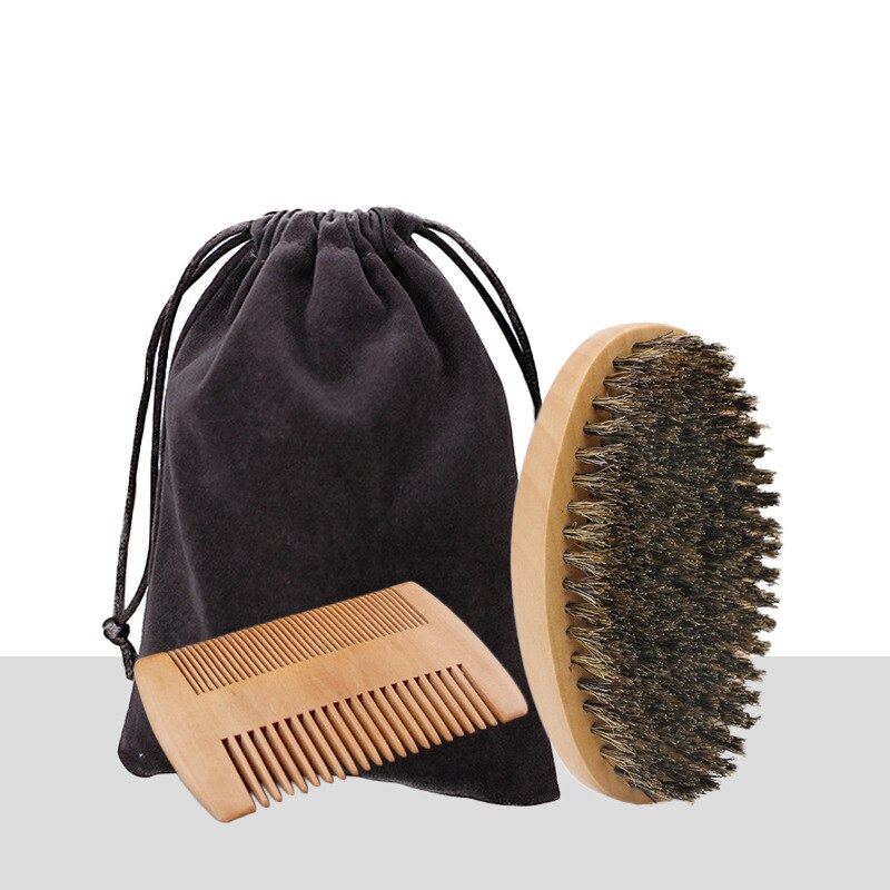 Soft Boar Mane Wood Beard Brush Barber Shave Brush
