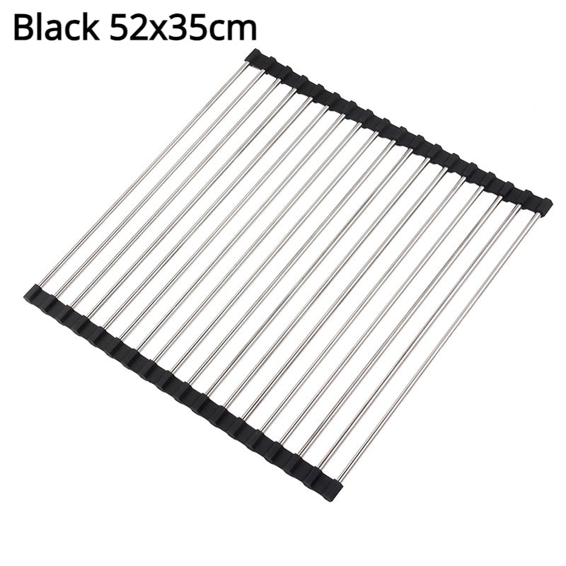 Foldable Stainless Steel Dish Drainer Roll Up Dish Drying Rack