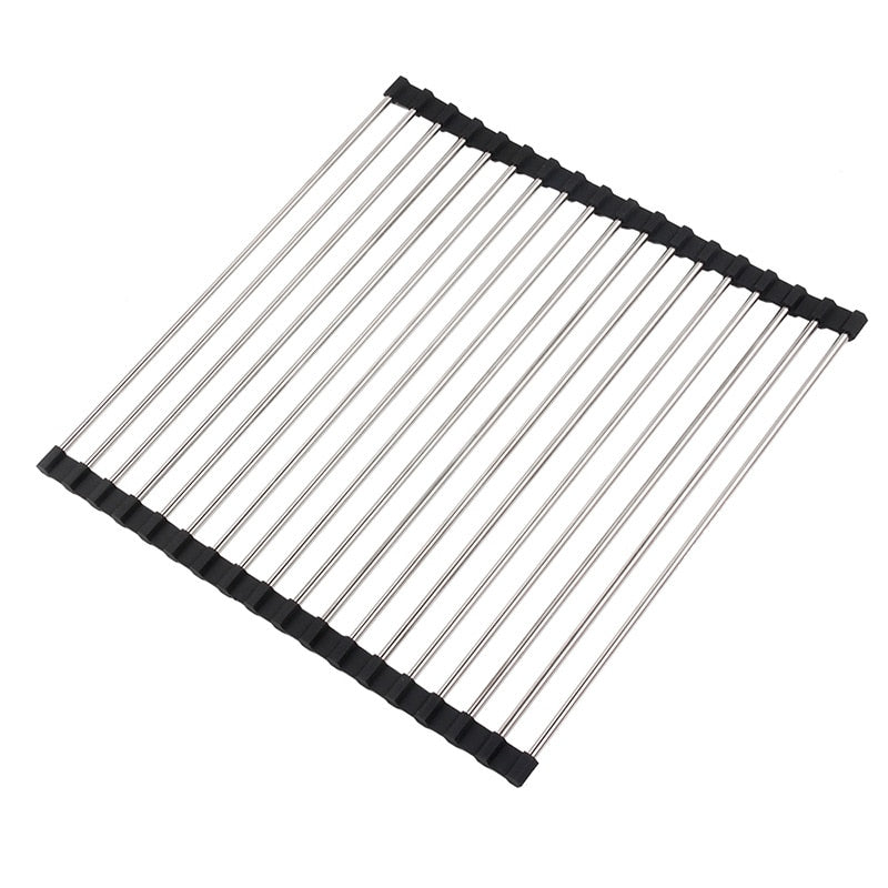 Foldable Stainless Steel Dish Drainer Roll Up Dish Drying Rack