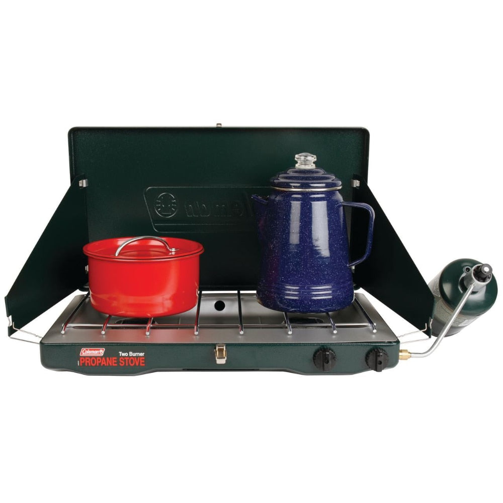 Classic Propane Gas Camp Stove Camping Kitchen 2 Burners Free Shipping Butane Gas Adapter Camping Cooking Set Supplies Portable