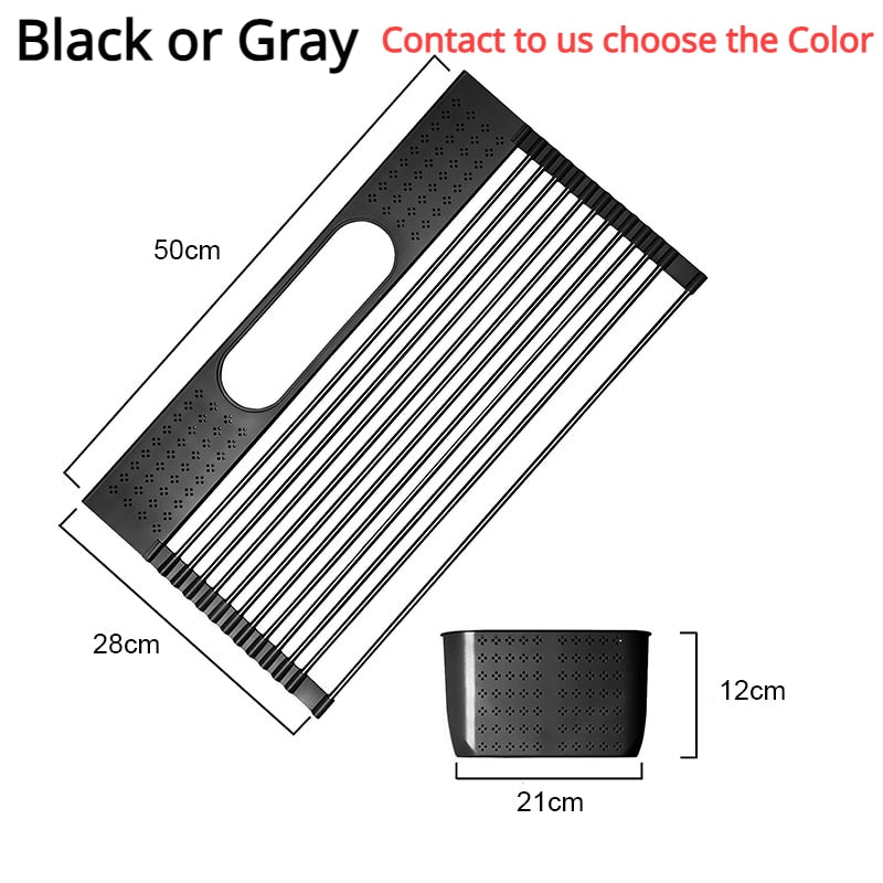 Foldable Stainless Steel Dish Drainer Roll Up Dish Drying Rack