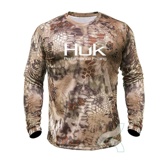 HUK Fishing Shirt Camouflage Long Sleeve T-shirt Tops Men's Fitness Train clothing Sun Protection Fishing Clothes UPF 50+ Jersey