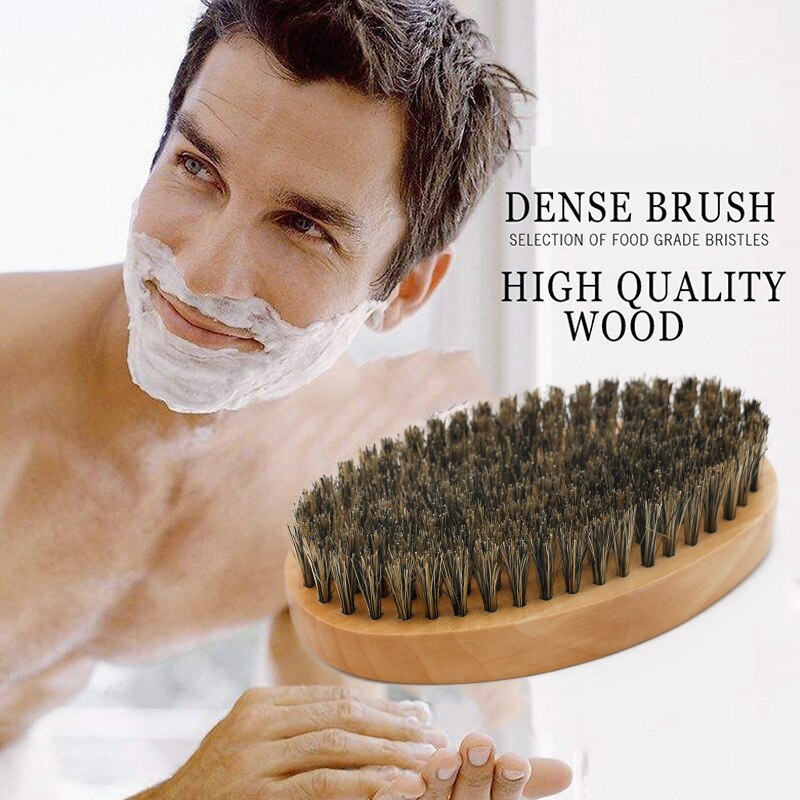 Soft Boar Mane Wood Beard Brush Barber Shave Brush