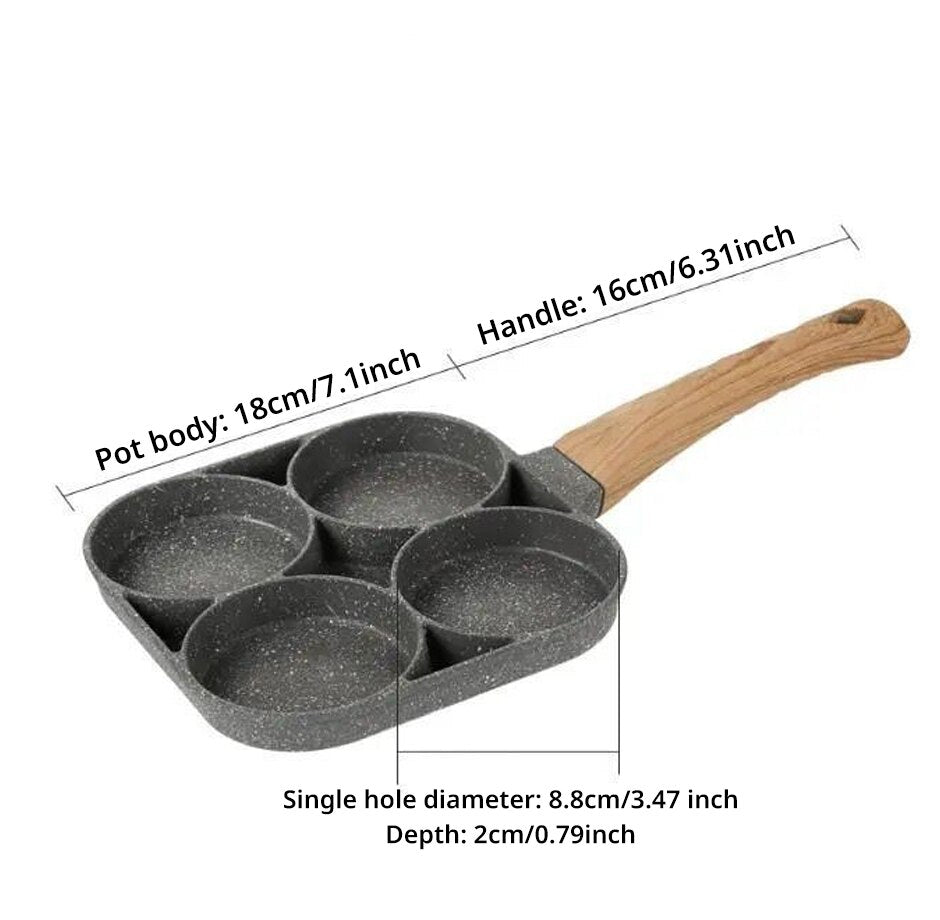 4-Hole Omelet Pan Frying Pot Thickened Nonstick Egg Pancake Cooking Pan