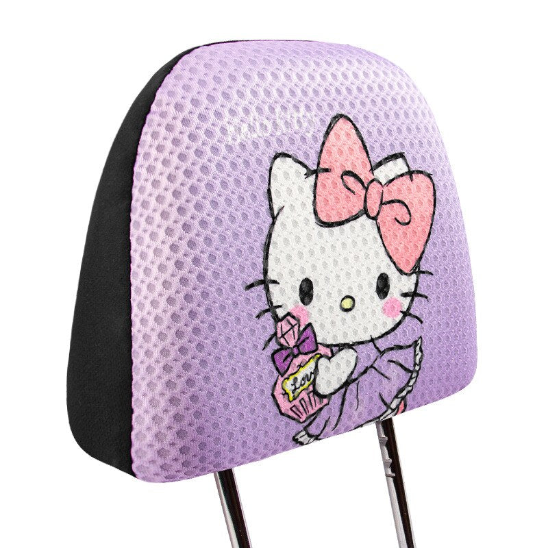 Anime Kawaii Sanrios Hellokittys Car Headrest Cover Cartoon Car Seat Pillow All Inclusive Protective Case Decorative Supplies