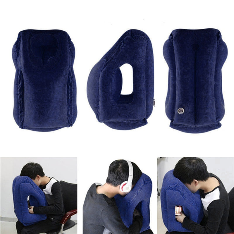 Inflatable Air Cushion Travel Pillow Headrest Chin Support Cushions for Airplane Plane Office Rest Neck Nap Pillows