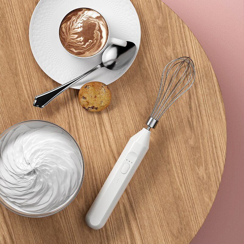 Electric Milk Frother Handheld Egg Beater Coffee Milk Drink Egg Mixer