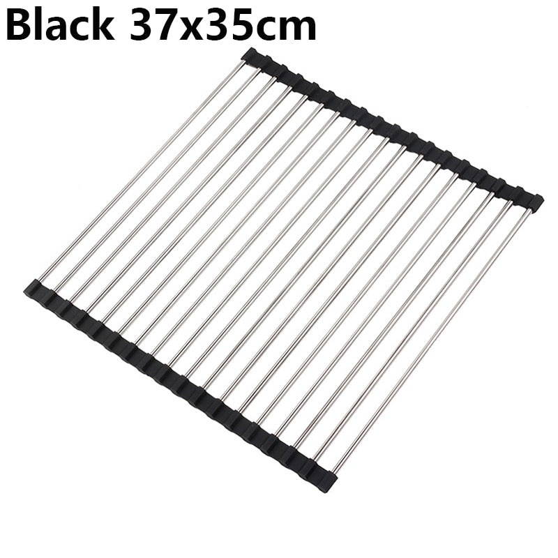 Foldable Stainless Steel Dish Drainer Roll Up Dish Drying Rack