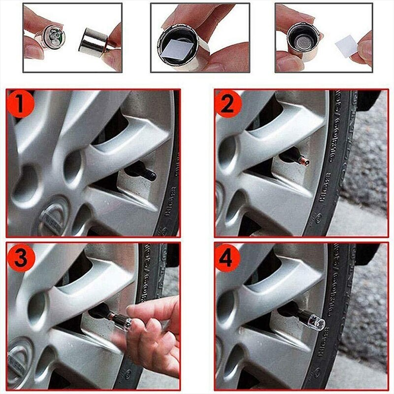 4-Piece Tire Valve Cap Lights