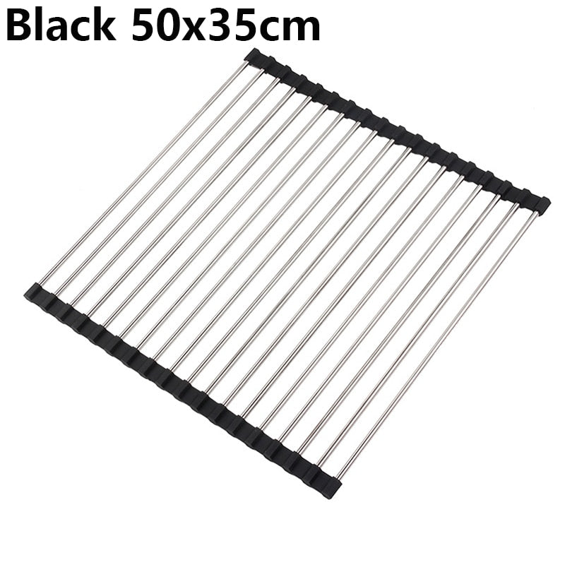 Foldable Stainless Steel Dish Drainer Roll Up Dish Drying Rack