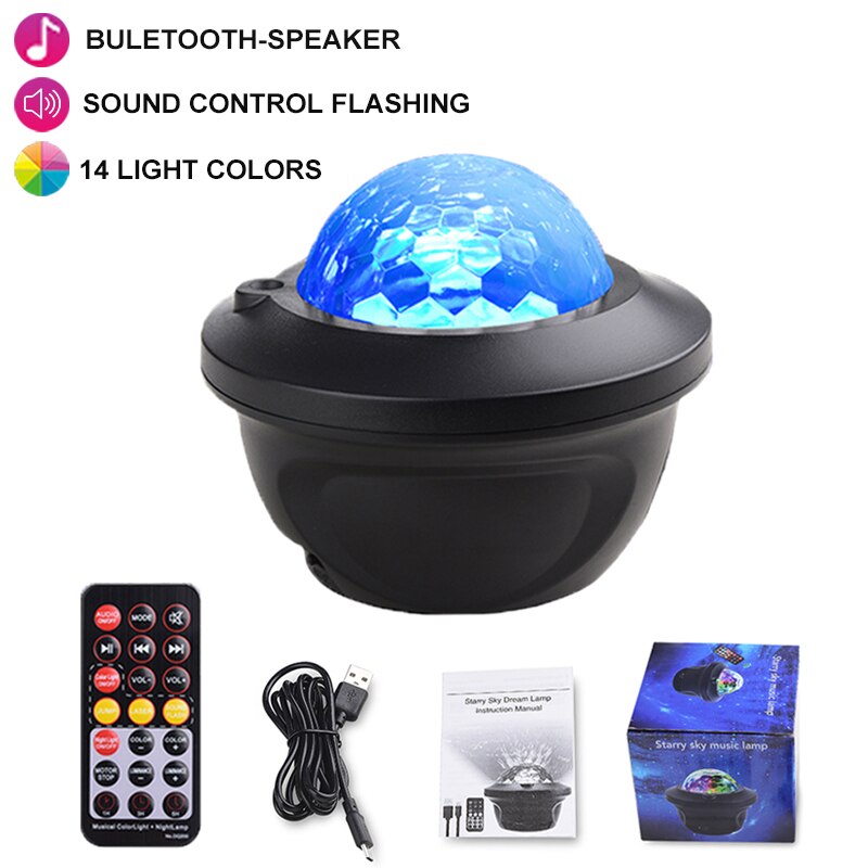 LED Star Galaxy Projector Starry Sky Night Light Built in Bluetooth Speaker