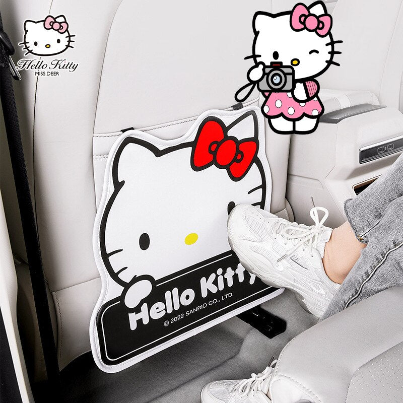 Anime Kawaii Hellokittys Car Seat Back Protector Cover Cartoon Kt Cat Auto Seat Anti Kick Mat Waterproof Anti-Dirty Pad