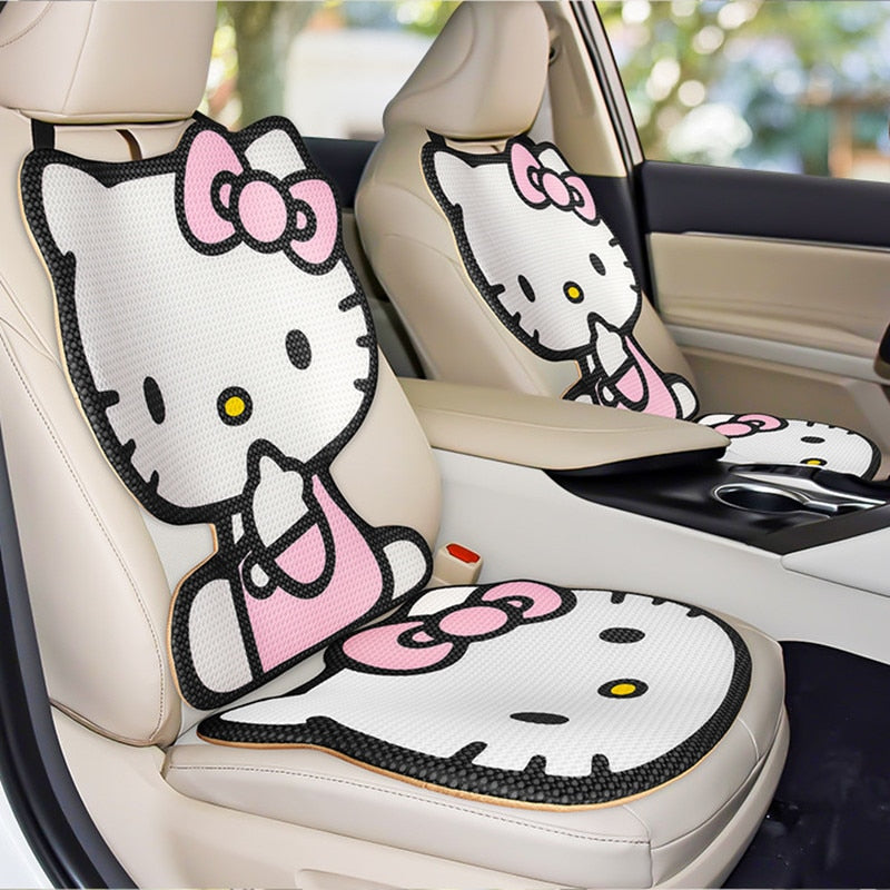 Cute Sanriod Anime Hello Kitty Car Seat Cover Cushion Protector Summer Pad Accessories Cartoon Seat Protect Cushion Automobile