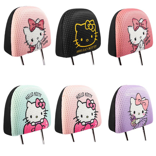 Anime Kawaii Sanrios Hellokittys Car Headrest Cover Cartoon Car Seat Pillow All Inclusive Protective Case Decorative Supplies