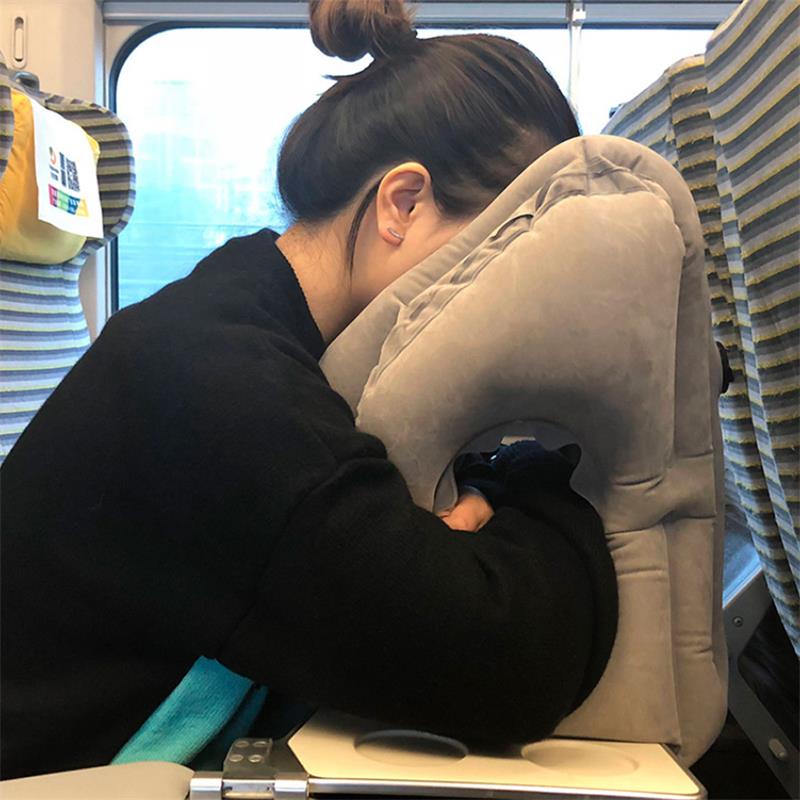 Inflatable Air Cushion Travel Pillow Headrest Chin Support Cushions for Airplane Plane Office Rest Neck Nap Pillows