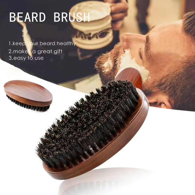 Soft Boar Mane Wood Beard Brush Barber Shave Brush