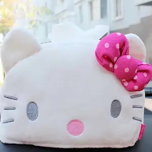 Sanrio Kawaii Pillow Headrest Hello Kitty Girl Car Interior Auto Accessories Set Seat Belt Cover Steering Wheel Handbrake Lumbar