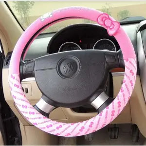 Sanrio Kawaii Pillow Headrest Hello Kitty Girl Car Interior Auto Accessories Set Seat Belt Cover Steering Wheel Handbrake Lumbar