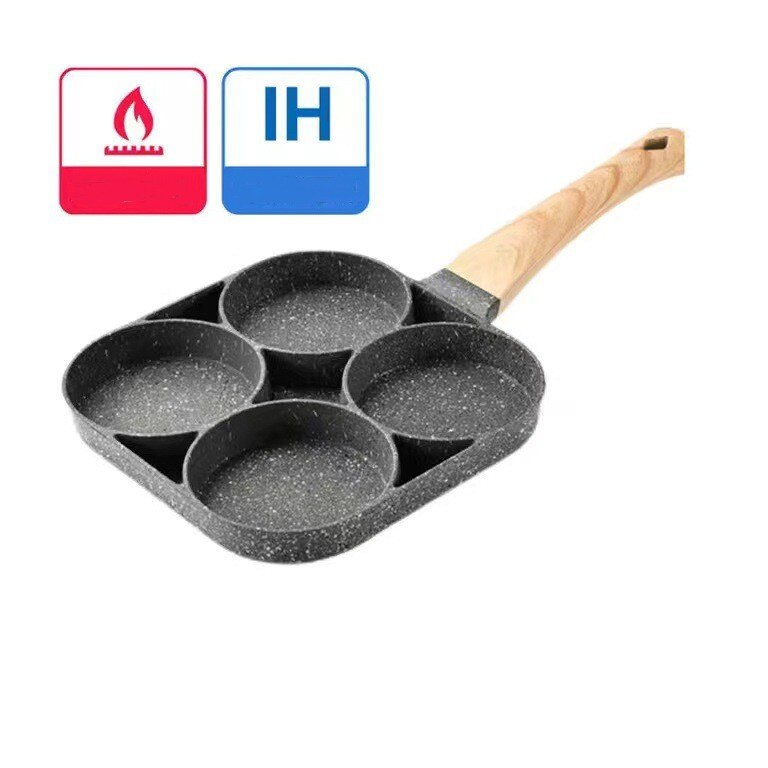 4-Hole Omelet Pan Frying Pot Thickened Nonstick Egg Pancake Cooking Pan