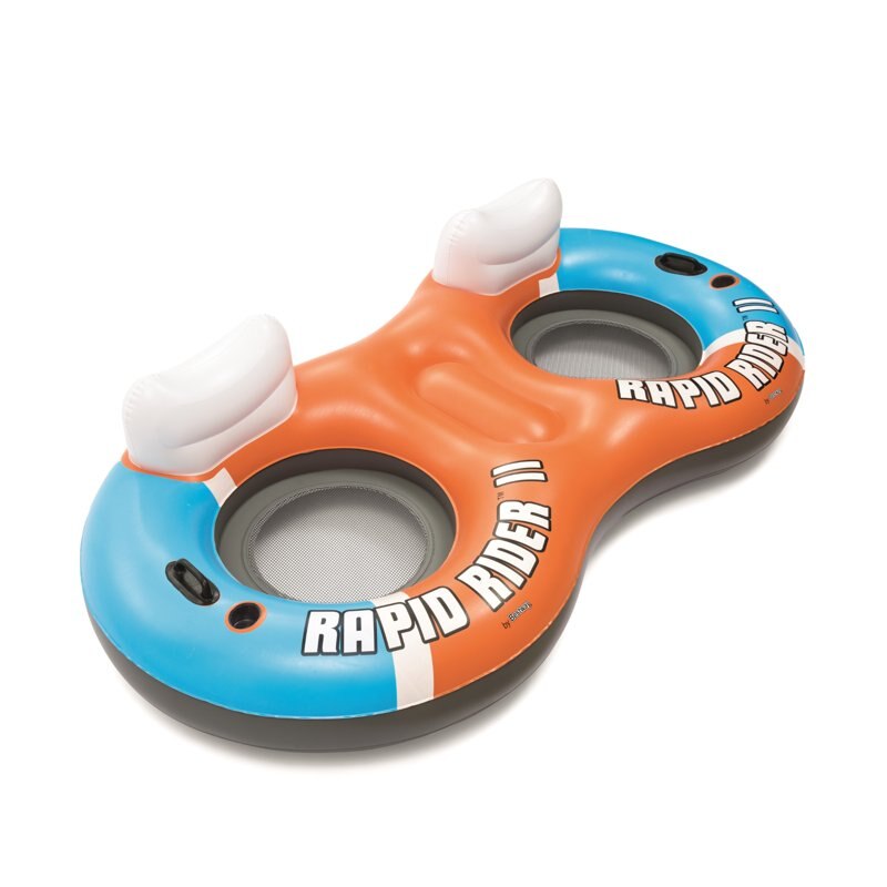 Rapid Rider 95" Inflatable 2 Person River Raft Tube Float & Cup Holders