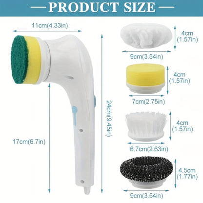 7pcs Electric Spin Scrubber Cordless Handheld Cleaning Brush with 5 Replaceable Brush Heads USB Rechargeable