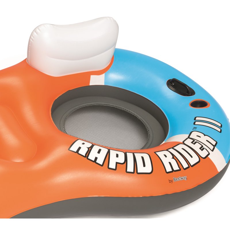 Rapid Rider 95" Inflatable 2 Person River Raft Tube Float & Cup Holders