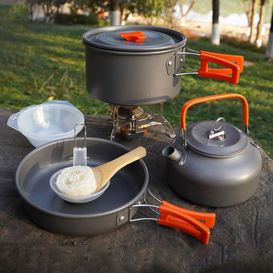 Camping Cookware Set Aluminum Portable Outdoor Tableware Cooksetl